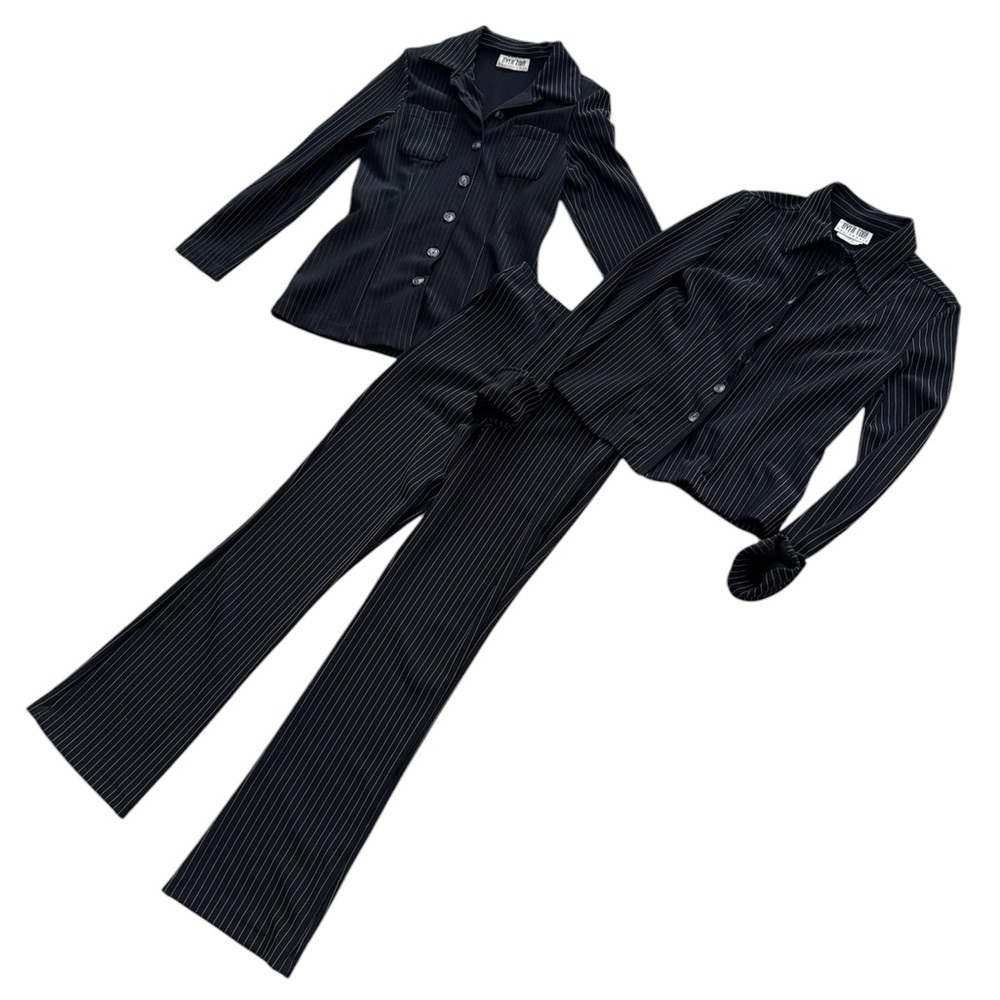 Vintage Buyer California Juniors Bundle Jacket,Top & High Pin Striped Black